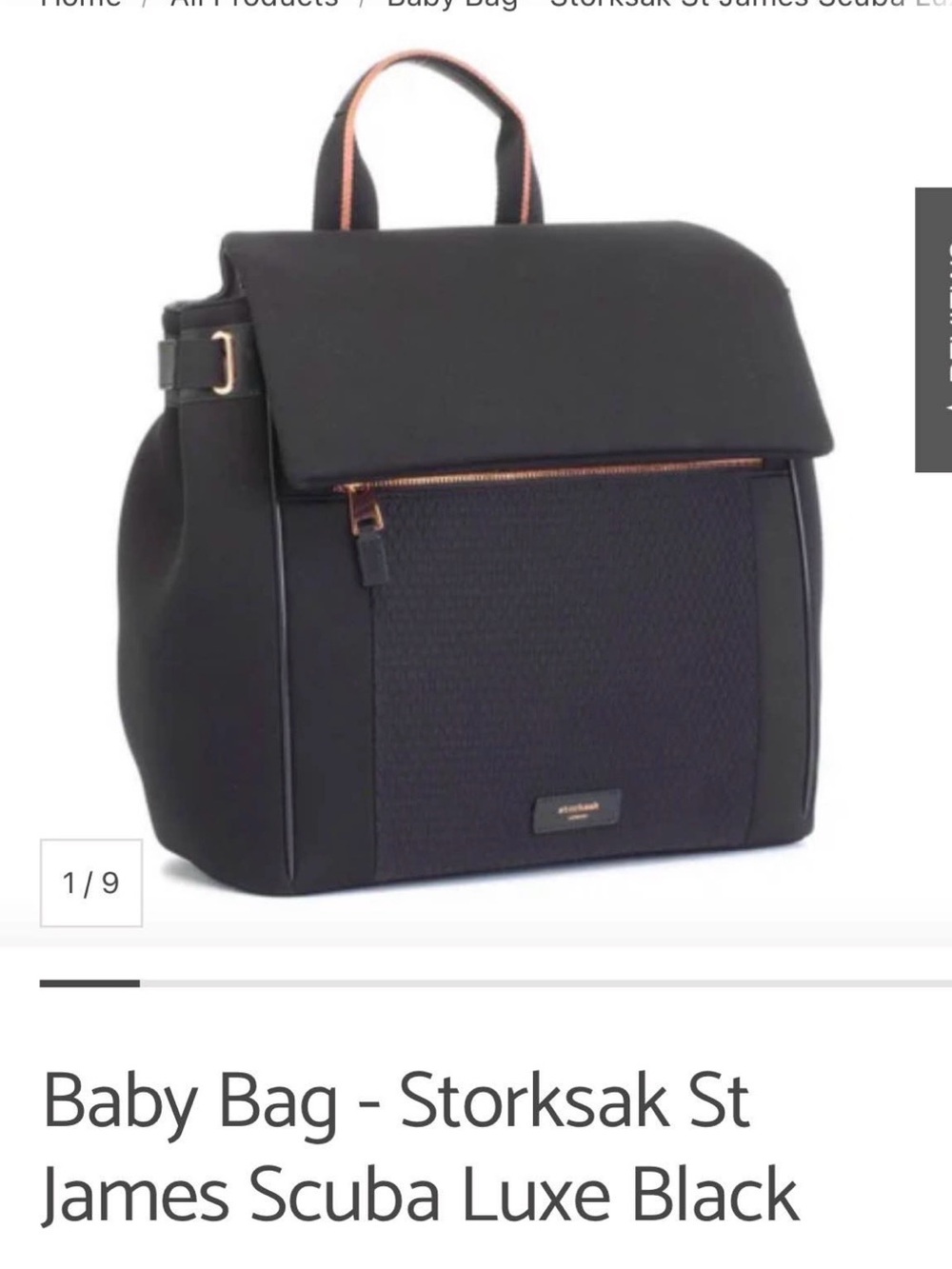 Storksak Black Scuba Luxe Duffel Bag with Rose Gold Accents